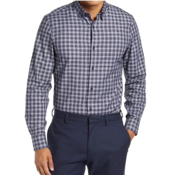 NORDSTROM Shop Tech-Smart Trim Fit Plaid Shirt - Picture 1 of 6